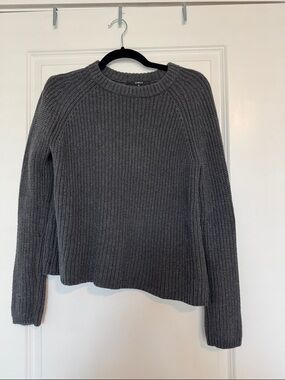 Quince Women's Dark Charcoal Ribbed Crewneck Sweater